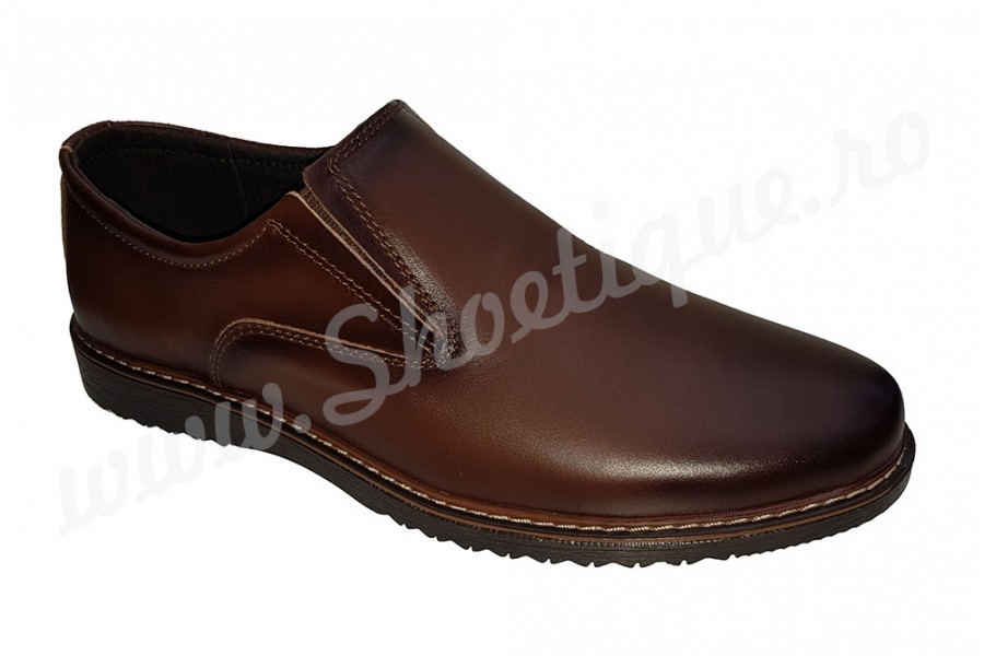 Pantofi siret piele naturala maro shoetique.ro