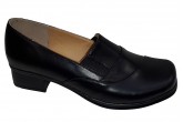 Pantofi dama lati din piele naturala negri cu toc gros marimi 35-41