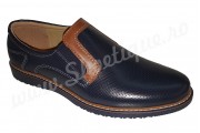 Pantofi din piele naturala bleumarin-maro